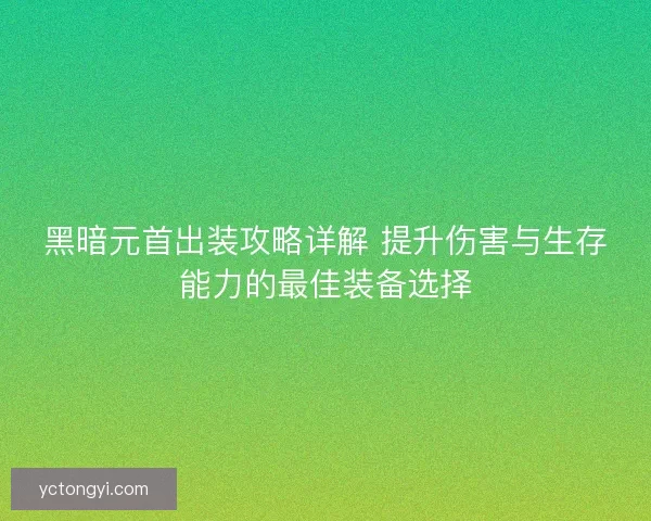 黑暗元首出装攻略详解 提升伤害与生存能力的最佳装备选择